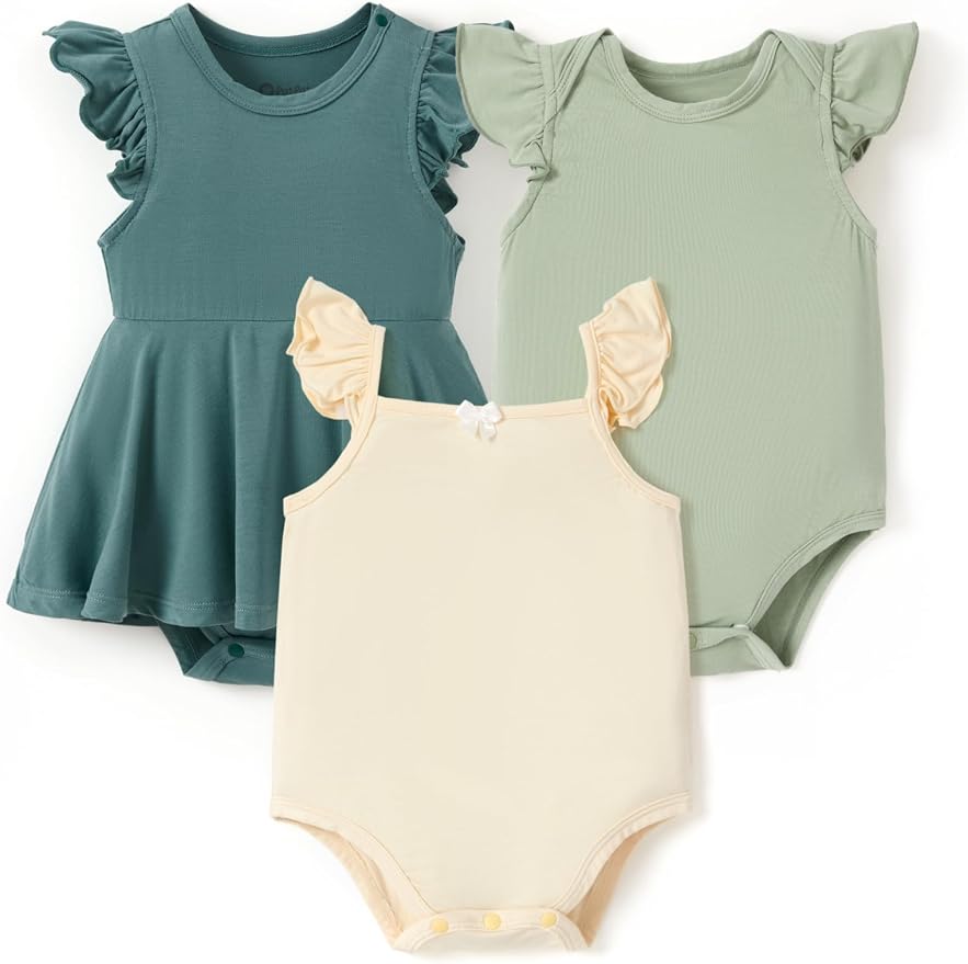 PATPAT Baby Girl Bamboo Viscose Bodysuits Set by PATPAT