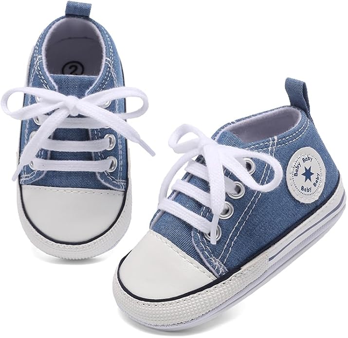 Unisex Baby Girls Boys Canvas High-top Shoes, Newborn Infant Anti-Slip Soft - Image 2