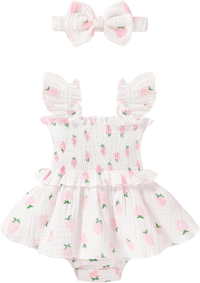 YOUNGER TREE Baby Girl Clothes Ruffle Romper Boho Dress Summer Cake Smash by YOUNGERTREE