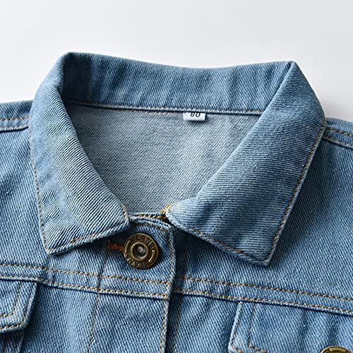 Toddler Baby Girls Jean Jacket Kids Denim Jacket Long Sleeve Button Top Coat - Image 3