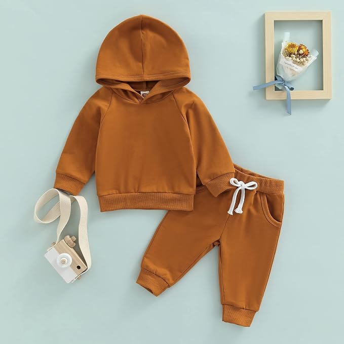 Thorn Tree Infant Baby Boys Pants Set Hooded Solid Sweatshirt Top Pocket - Image 8