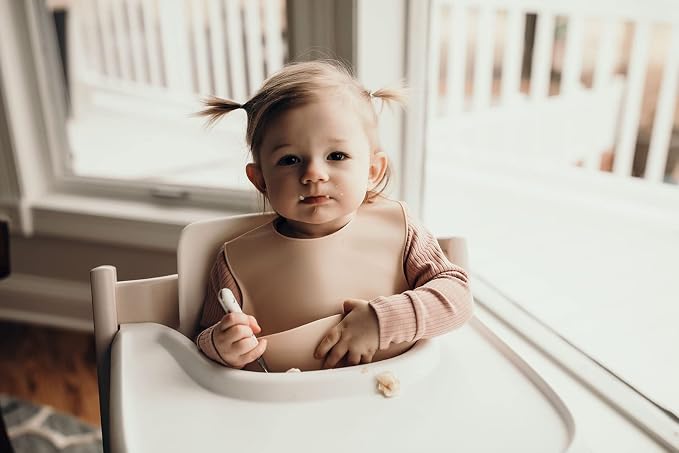 Three Little Tots Modern Silicone Baby Bib – Adjustable Fit Waterproof Catch - Image 2