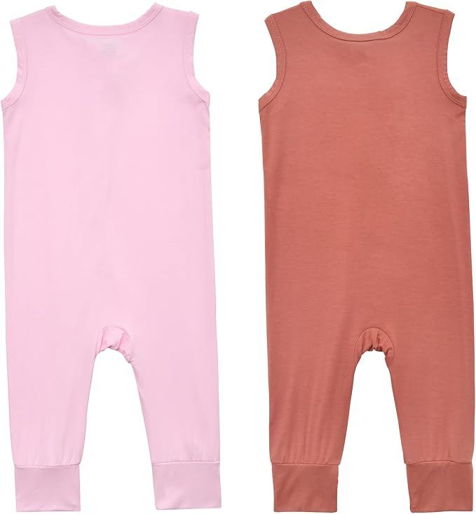 Aablexema Baby Rayon of Bamboo Sleeveless Footless Zipper Romper 0-24M | 2pcs - Image 2