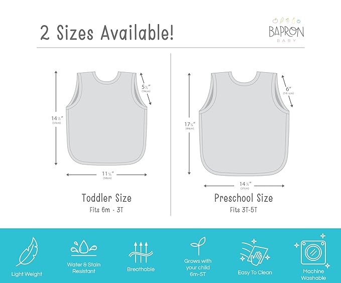 BapronBaby Flutter Delilah Floral Bapron - No Neck Tie Safer Bib for Baby & Toddler - Soft Waterproof Stain Resistant - Machine Washable - Sz Baby/Toddler 6m-3T