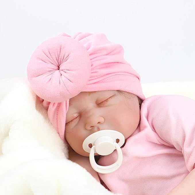 DRESHOW BQUBO 5 Pieces Newborn Baby Turban Hats Bow Baby Infant Beanie - Image 5
