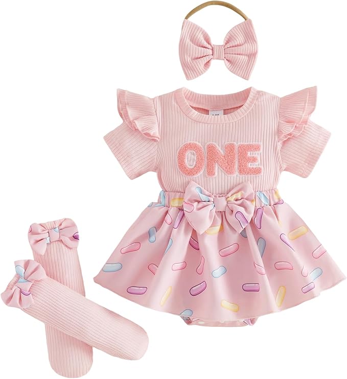 Giraropa Newborn Baby Girl Clothes Smocked Bubble Romper Dress + Socks + by Giraropa