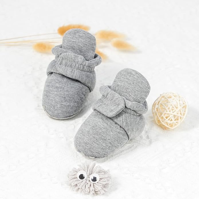 Babelvit Newborn Baby Boy Girl Soft Fleece Booties Stay On Infant Slippers - Image 2