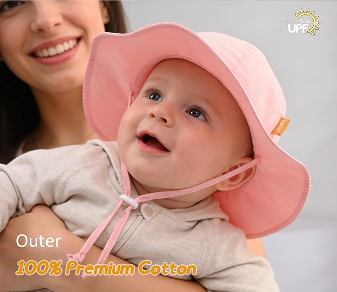 Baby Girl Sun Hat with UPF 50+ Outdoor Adjustable Toddler Beach Hat with Wide - Image 3