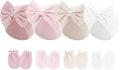 4 Pcs Newborn Hats Mittens Set Infant Cap Bow Hospital Beanie Preemie Hat by Unknown