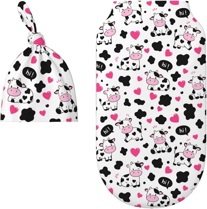 Cute Cow Swaddle Blankets Soft Receiving Blanket Baby Swaddle Wrap - Image 3