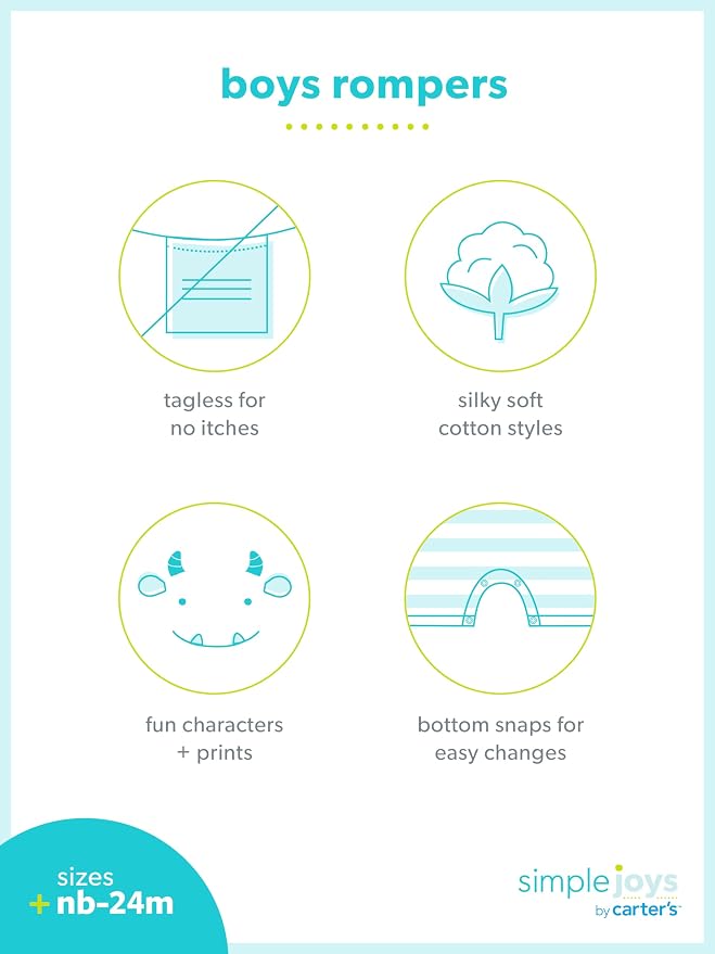 Simple Joys by Carter's Baby Boys' 3-pack Rompers - Image 6