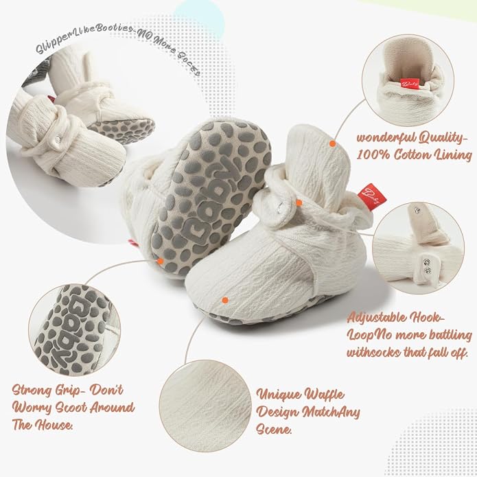 Infant Baby Boys Girls Cozy Fleece Booties Stay on Slippers Non Slip Soft - Image 5