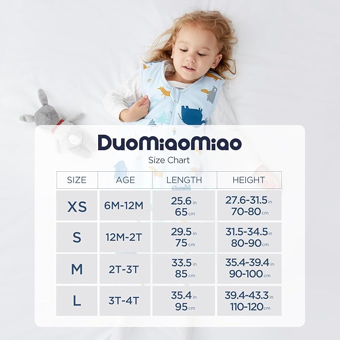 Duomiaomiao 0.5 TOG Toddler Sleep Sack 6-12 Months 100% Cotton Lightweight Baby Sleep Sack with Feet, Breathable Comfy Toddler Wearable Blanket
