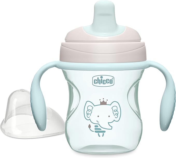 Chicco Semi-Soft Trainer with Bite-Resistant Spout and Spill-Free Lid 7oz. | Removable, Non-Slip Handles | Top-Rack Dishwasher Safe | Easy to Hold Ergonomic Indents | Sage | 6+ months