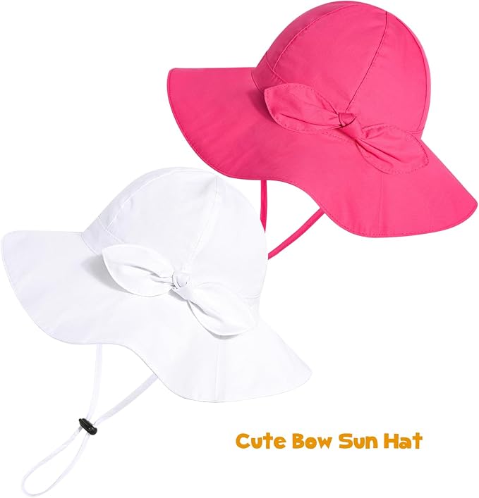 Baby Girl Sun Hat with UPF 50+ Outdoor Adjustable Beach Hat with Wide Brim - Image 5