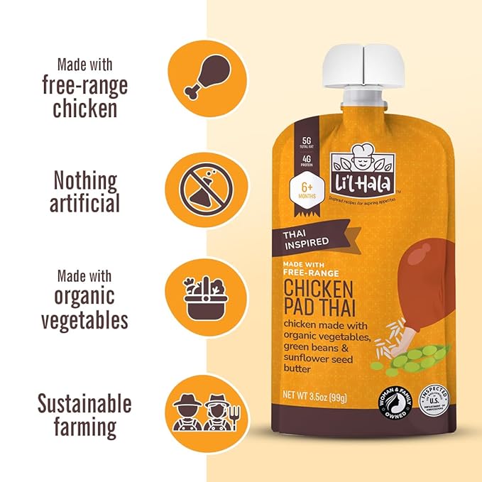 Li’l Hala Baby Food Pouches with Meat – Variety Pack of Toddler Puree Meals – Free-Range Chicken & Grass-Fed Beef – Organic Veggies, Protein & Healthy Fats – 6+ Months – 3.5 oz (6 Pack)