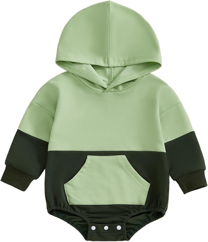 Thorn Tree Newborn Baby Boys Hooded Sweatshirt Long Sleeve Solid Romper Infant by ThornTree