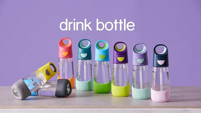 b.box Kids Water Bottle – Tritan Toddler Drink Bottle with Straw for School, Daycare, Travel w/Easy-Grip Triangular Design, Leak Proof Lid & Handle, BPA Free, Dishwasher Safe (Lilac Pop)