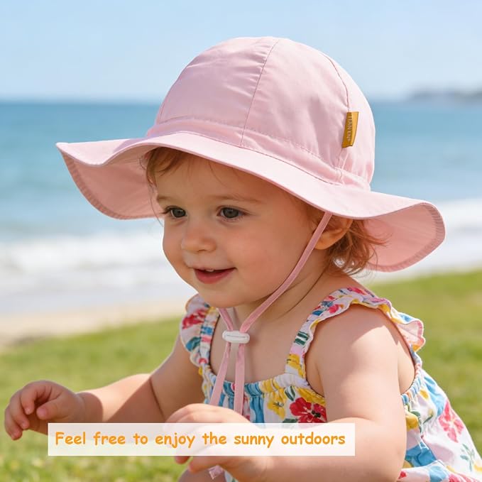Baby Girl Sun Hat with UPF 50+ Outdoor Adjustable Toddler Beach Hat with Wide - Image 2