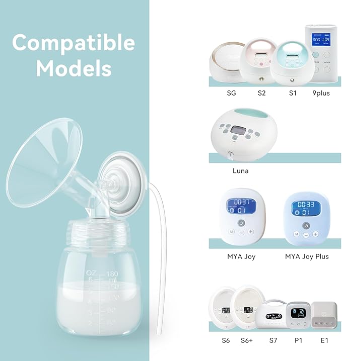 Breast Pump Accessories Kit - 15mm Flange Set Compatible with Spectra S1/S2/Motif Luna, Includes Valves, Tubing & Backflow Protectors