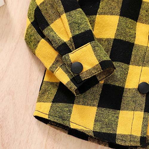 YOUNGER STAR Toddler Kids Boys Girls Flannel Hooded Plaid Shirt Button Baby Red - Image 6