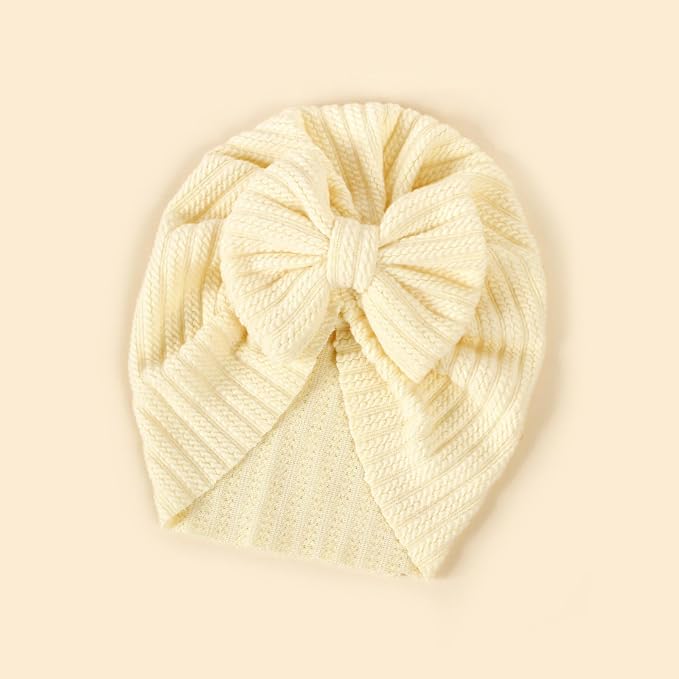 Baby Girls Hair Bow Turban Hat 6PCS Set, Top Bowknot Head Wrap Beanie India Caps - Image 7