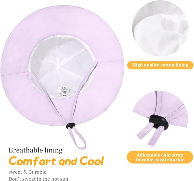 Baby Girl Sun Hat with UPF 50+ Outdoor Adjustable Beach Hat with Wide Brim - Image 5