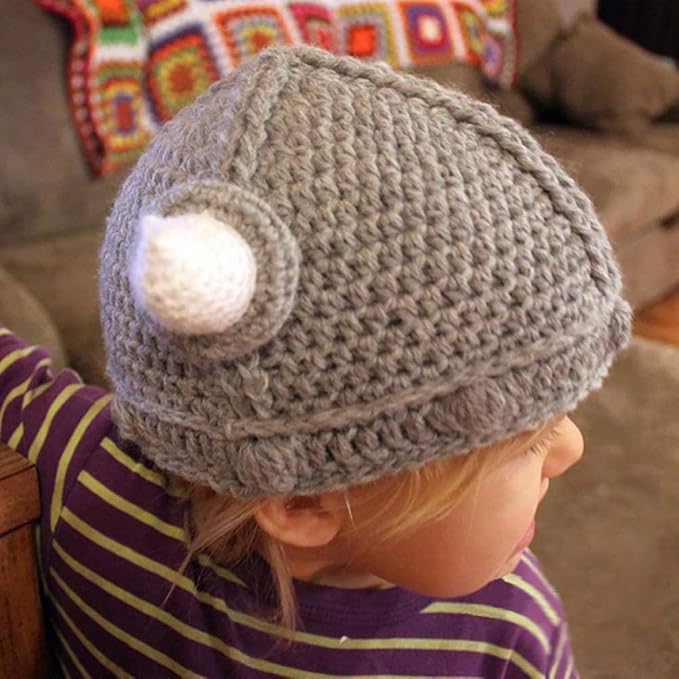 Baby Viking Knit Hat with Horns Barbarian Cute Beanie Hat Adult Crochet - Image 6