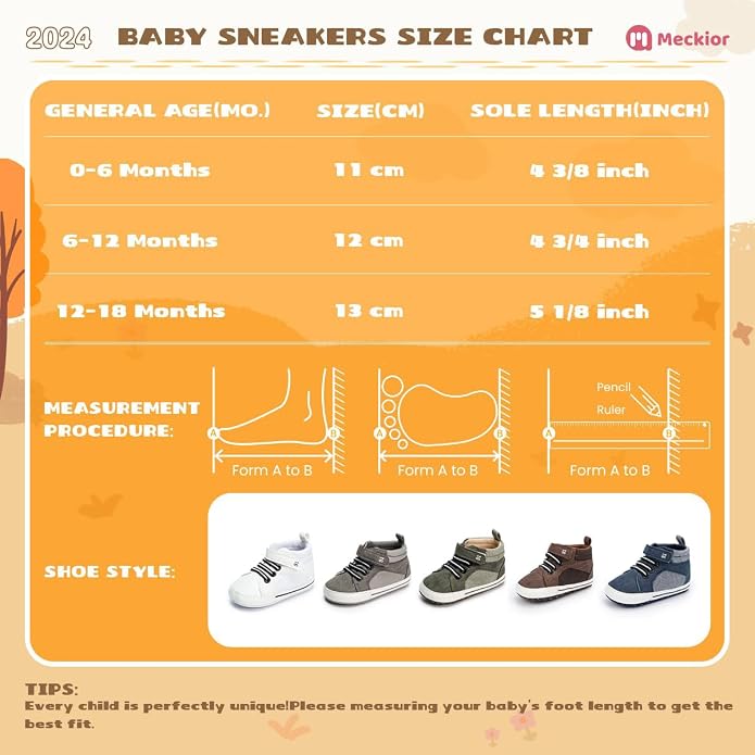 Meckior Toddler Baby Boys Girls High Tops Ankle Sneakers Soft Anti-Slip Sole PU - Image 6