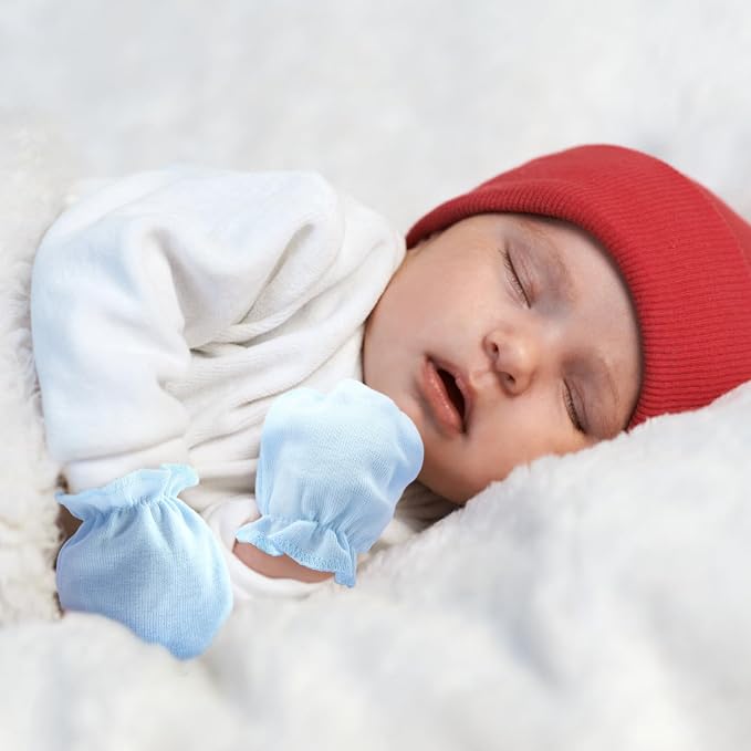 BQUBO Newborn Infant Toddler Mittens No Scratch Cotton Elastic Wrist Gloves - Image 5