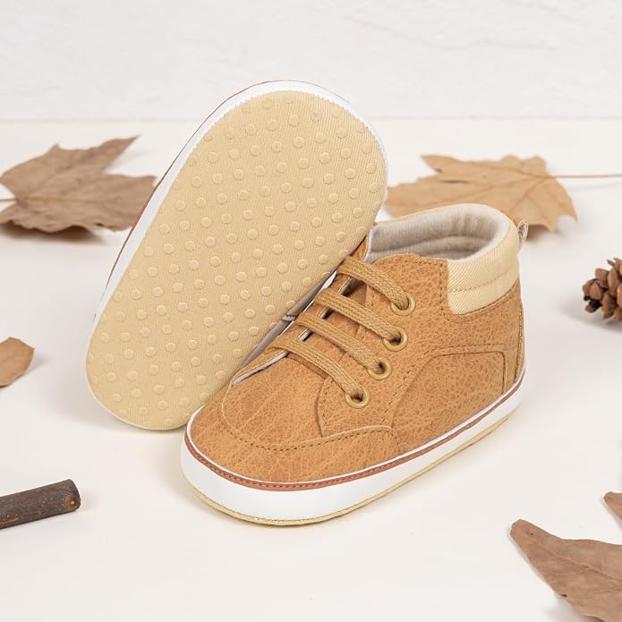Meckior Toddler Baby Boys Girls High Tops Ankle Sneakers Soft Anti-Slip Sole PU - Image 3