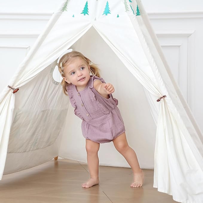 Baby Girl Bubble Romper Muslin Cotton Newborn Summer Clothes, 0-18M | Baby - Image 7