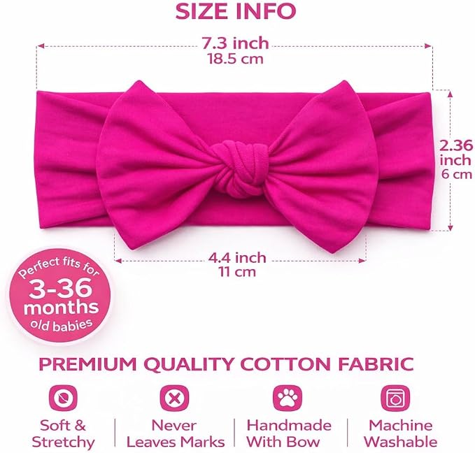 Baby Girl Headbands-Infant, Toddler Cotton Handmade Hairbands - Image 4