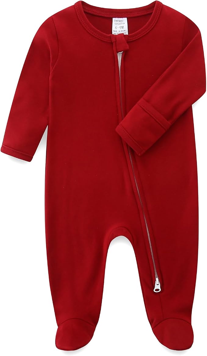 Hikido Baby Romper 100% Organic Cotton Pajamas One Piece Long Sleeve Zipper by Hikido