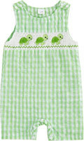 Newborn Baby Boys Sleeveless Seersucker Romper One Piece Straps Overalls by Arvbitana