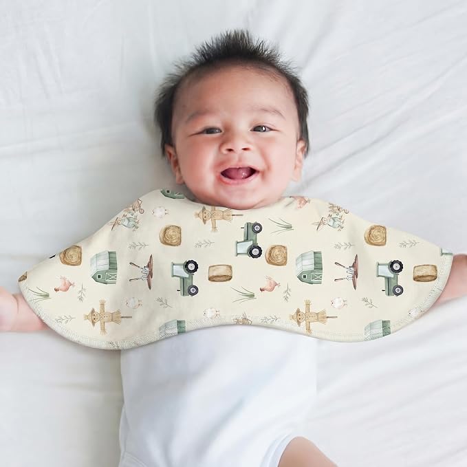 SmoothNovelty 5 Pack Farm Animals Baby Burp Cloths Soft Absorbent Burping Rags - Image 4
