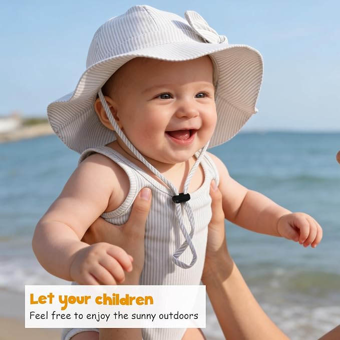 Baby Girl Sun Hat with UPF 50+ Outdoor Adjustable Beach Hat with Wide Brim - Image 4