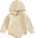 Baby Boy Girl Hooded Romper Cute Solid Color Long Sleeve Sweatshirt Romper by MOBJVIY