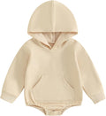 Baby Boy Girl Hooded Romper Cute Solid Color Long Sleeve Sweatshirt Romper by MOBJVIY