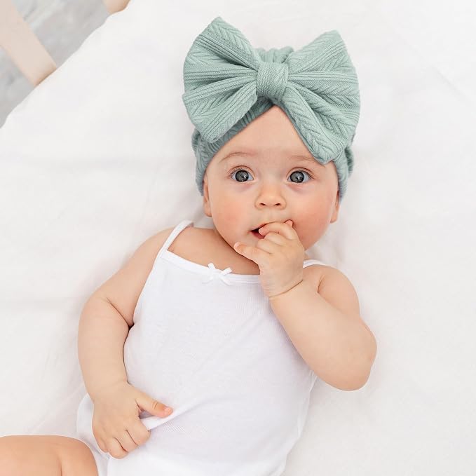 BQUBO Newborn Girls Hats Baby Hat and Mittens Set Infant Caps Bow Hospital - Image 4