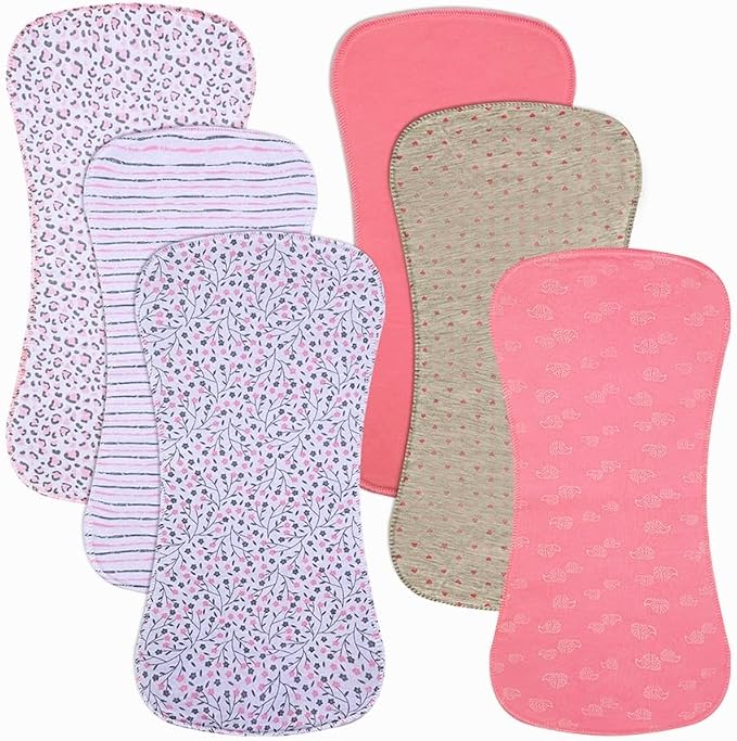 6 Pack Cotton Baby Burp Cloths Extra Absorbent Soft by Gelisite
