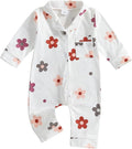 Balaflyie Baby Girl Button Down Pajamas Romper One-Piece Jumpsuit Long Sleeve Sleeper Infant Sleepwear