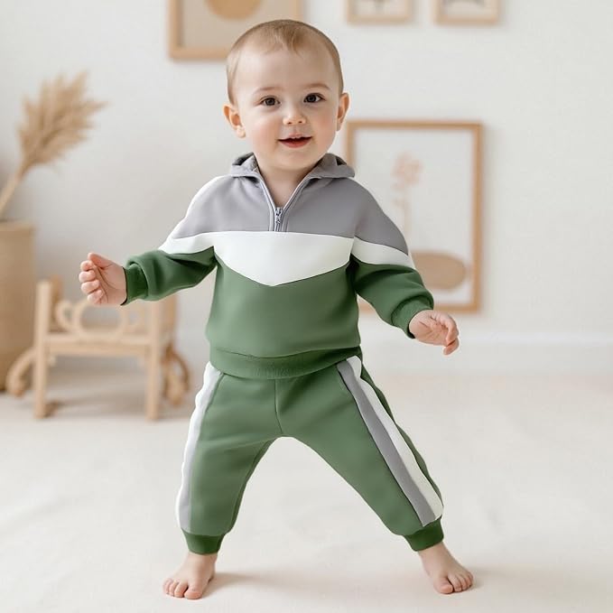 Infant Baby Boy Fall Winter Clothes Outfit Hooded Long Sweatshirt Pant Set - Image 3