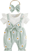 YINGISFITM Newborn Baby Girl Summer Clothes Short Sleeve Bubble Romper Bow by YINGISFITM