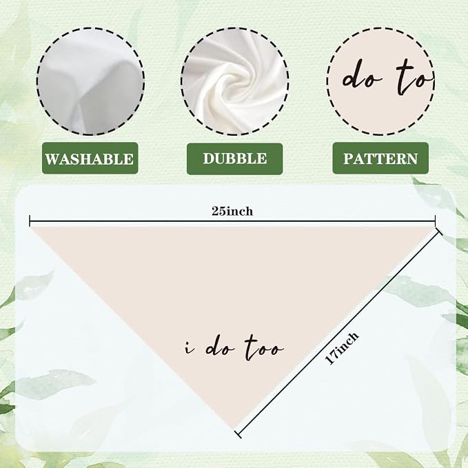 Wedding Dog Bandana, I Do Too Adjustable Triangle Pet Scarf, Elegant Beige Dog - Image 2