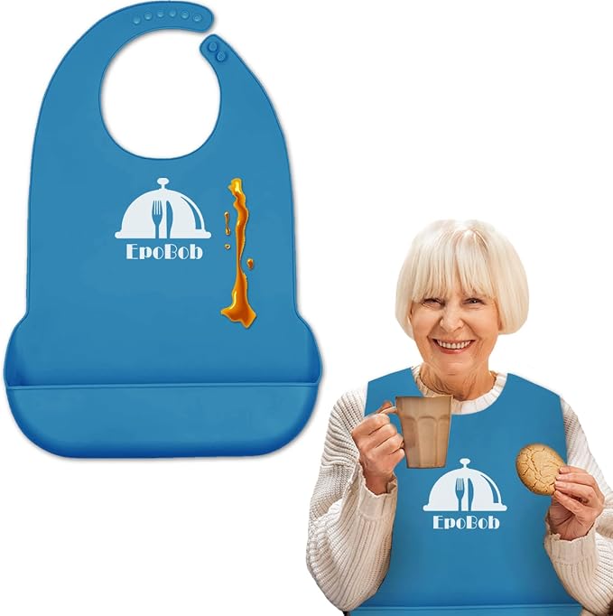 Silicone Adult Bibs with Crumb Catcher, Washable and Adjustable Adult Bibs - Image 2