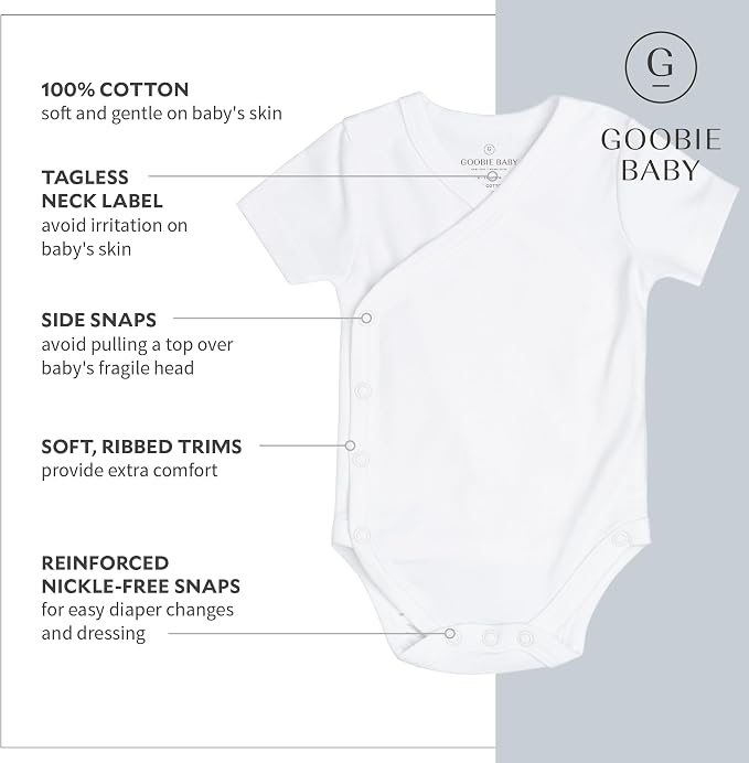 Baby Side Snap Kimono Bodysuit Set, Mitten Cuffs, 100% Cotton, Boy Girl - Image 3