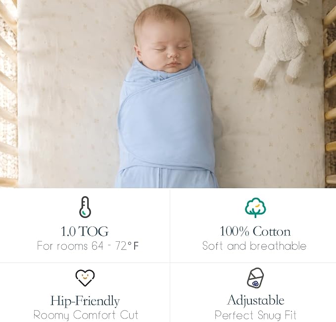 Baby Sleep Sack Swaddle 2 Pack, 3-Way Adjustable, Organic Cotton | Swaddles 3-6 - Image 6