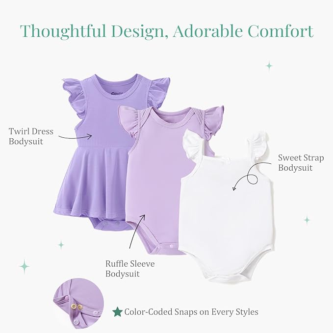 PATPAT Baby Girl Bamboo Viscose Bodysuits Set - Image 5