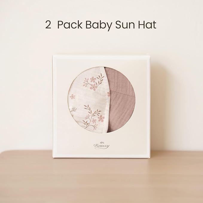 Konssy 2-Pack Muslin Baby Girl Sun Hats - Image 3